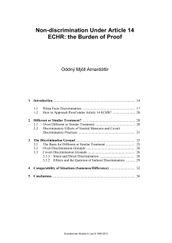 Non-discrimination Under Article 14 ECHR: the Burden of Proof