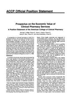Prospectus on the Economic Value of Clinical Pharmacy