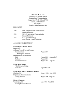 Curriculum Vitae - University of Colorado Denver