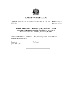 SUPREME COURT OF CANADA Citation: Reference re Securities