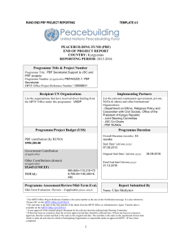 Annual REPORTING of the Joint Steering Committee
