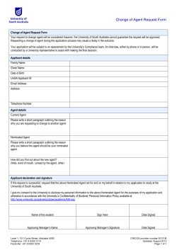 Change of Agent Request Form - University of South Australia