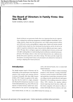 The Board of Directors in Family Firms: One Size Fits All?
