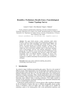 BrainHex: Preliminary Results from a Neurobiological Gamer