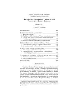 A Restitution Perspective in Patent Remedies
