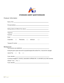 P age STANDARD AGENT QUESTIONNAIRE Producer Information