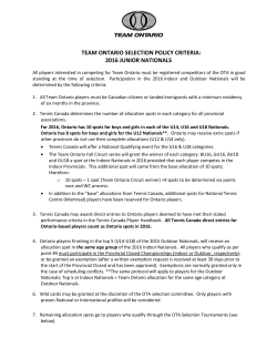 team ontario selection policy criteria: 2016 junior nationals