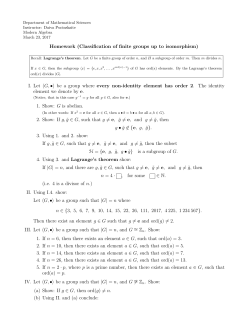 Homework (Classification of finite groups up to isomorphism) I. Let