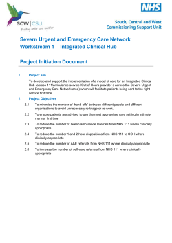 Integrated Clinical Hub Project Initiation Document