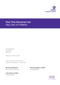 Pear Tree Nurseries Ltd Day Care of Children