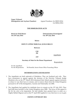 Appeal Number: IA/02819/2014 IA/02816/2014 Upper Tribunal