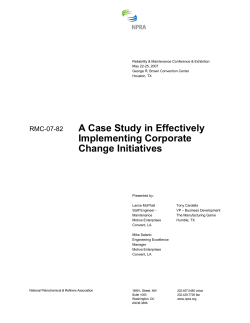 RMC-07-82 A Case Study in Effectively Implementing Corporate