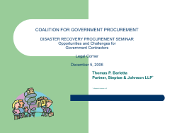 COALITION FOR GOVERNMENT PROCUREMENT DISASTER
