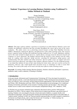 students` experience in learning business statistics online course in