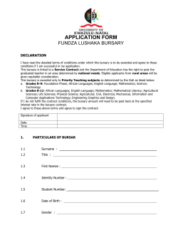 APPLICATION FORM Fundza Lushaka Bursaries