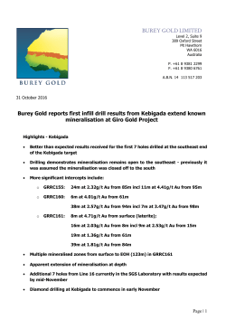 BUREY GOLD LIMITED Burey Gold reports first infill drill results from