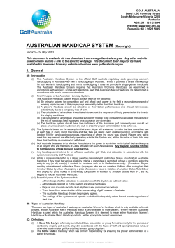AUSTRALIAN HANDICAP SYSTEM (Copyright)