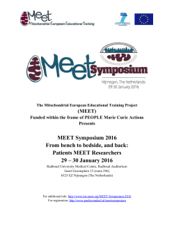 MEET Symposium 2016 From bench to bedside, and back: Patients