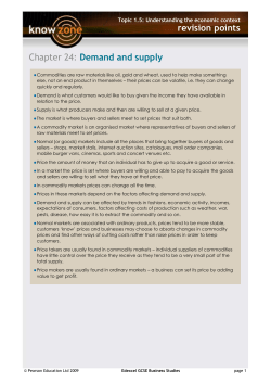 Revision Points for demand and supply