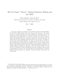 Theory? Optimal Decision Making and the NBA