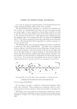 NOTES ON FINITE STATE AUTOMATA Let`s start by giving the