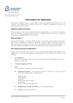 Information for Applicants