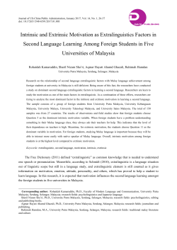 Intrinsic and Extrinsic Motivation as Extralinguistics Factors in
