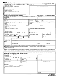 Social Insurance Number Application