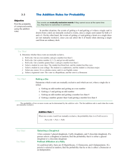 3-3 The Addition Rules for Probability