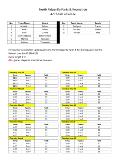 T-ball Game Schedule - North Ridgeville Parks and Recreation