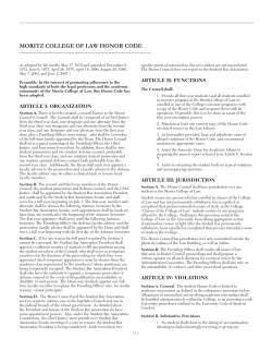 MORITZ COLLEGE OF LAW HONOR CODE