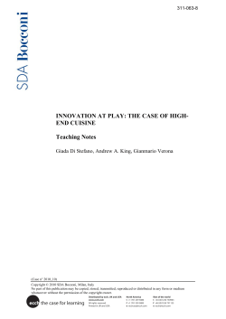 Innovation at Play: The Case Of High-End Cuisine