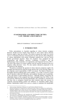 STAKEHOLDERS AND DIRECTORS` DUTIES: LAW, THEORY AND