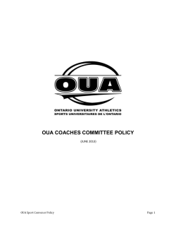 OUA COACHES COMMITTEE POLICY (JUNE 2013) Table of