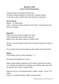 Blacktown PSSA Junior Cricket (Kanga) Rules Cricket is played in