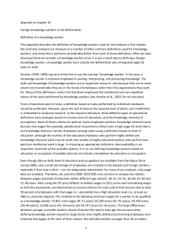 1 Appendix to chapter 10 Foreign knowledge workers in the