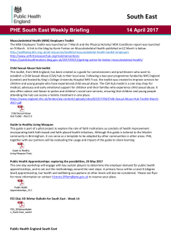 PHE South East Weekly Briefing 14 April 2017