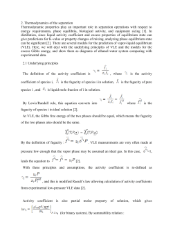 2. Thermodynamics of the separation Thermodynamic properties