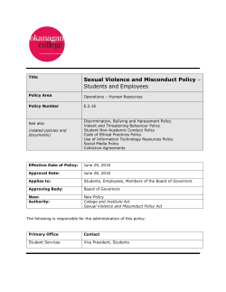 Sexual Violence and Misconduct Policy