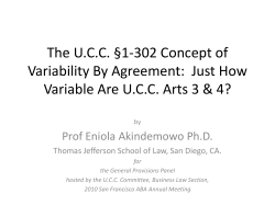 The UCC &sect;1-306 Theory of Variability By Agreement