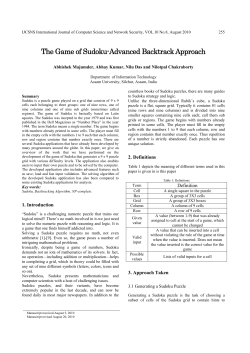 The Game of Sudoku-Advanced Backtrack Approach