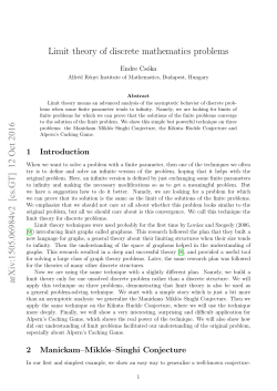 Limit theory of discrete mathematics problems arXiv