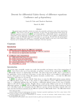 Descent for di erential Galois theory of di erence