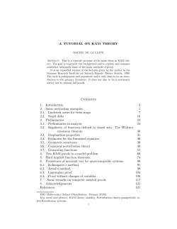 A TUTORIAL ON KAM THEORY Contents 1. Introduction 2 2. Some