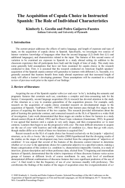 The Acquisition of Copula Choice in Instructed Spanish