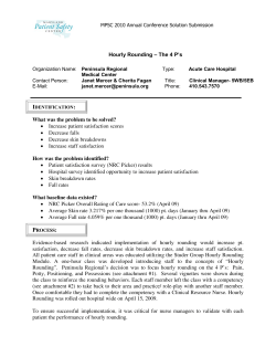 Hourly Rounding - The 4 P`s - Maryland Patient Safety Center