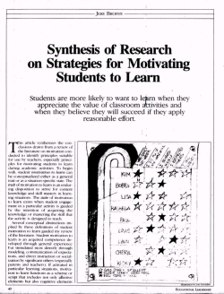 Synthesis of Research on Strategies for Motivating Students
