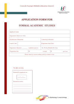 Application Form for Formal Academic Studies