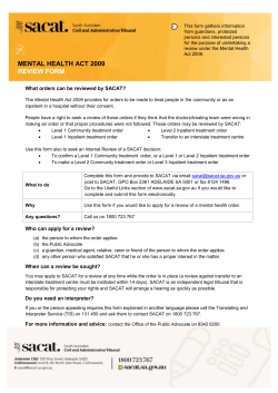 Mental Health Act 2009 Review form