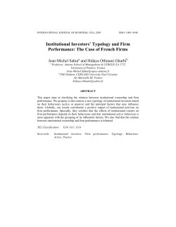 Institutional Investors` Typology and Firm Performance: The Case of